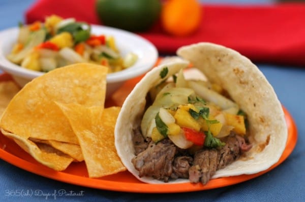carne asada with grilled pineapple salsa