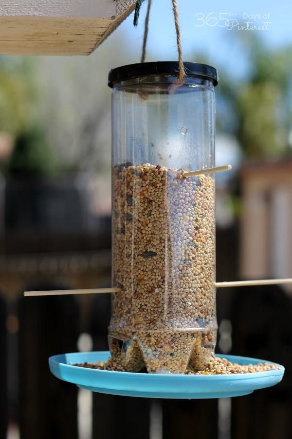 Turn an old tennis ball can into a bird feeder. Fun kids project and great way to recycle!
