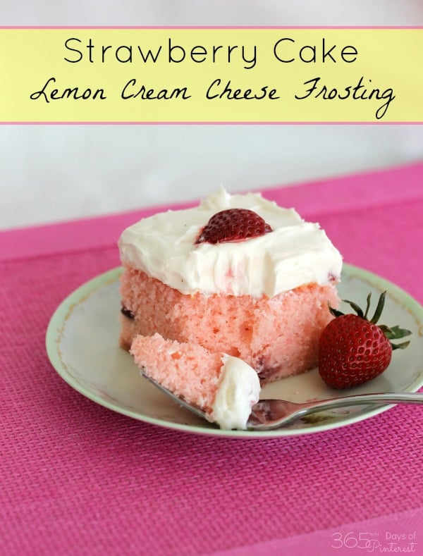strawberry cake with lemon cream cheese frosting