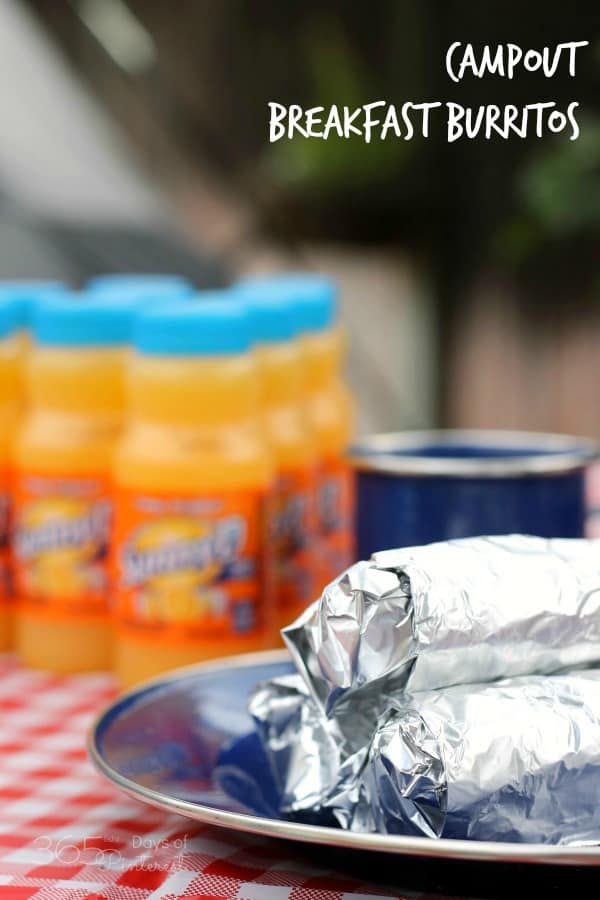camp out breakfast burritos labeled