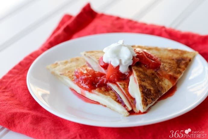 cheesecake quesadillas with whipped cream